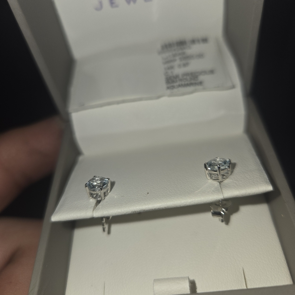 14k white gold aquamarine earing ingredients brand new in box